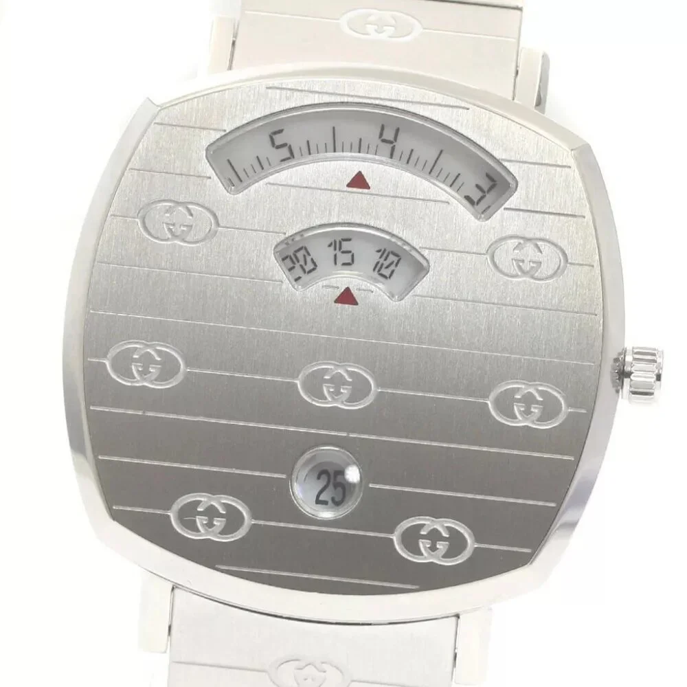GUCCI Grip watch 157.4/YA157401 Date white Dial Quartz Men's Watch